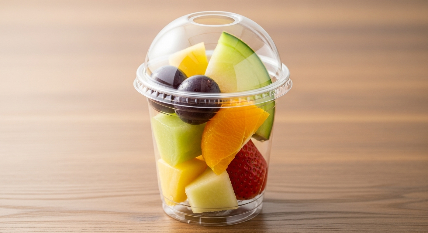 オフィスでフルーツを楽しむ社員の写真